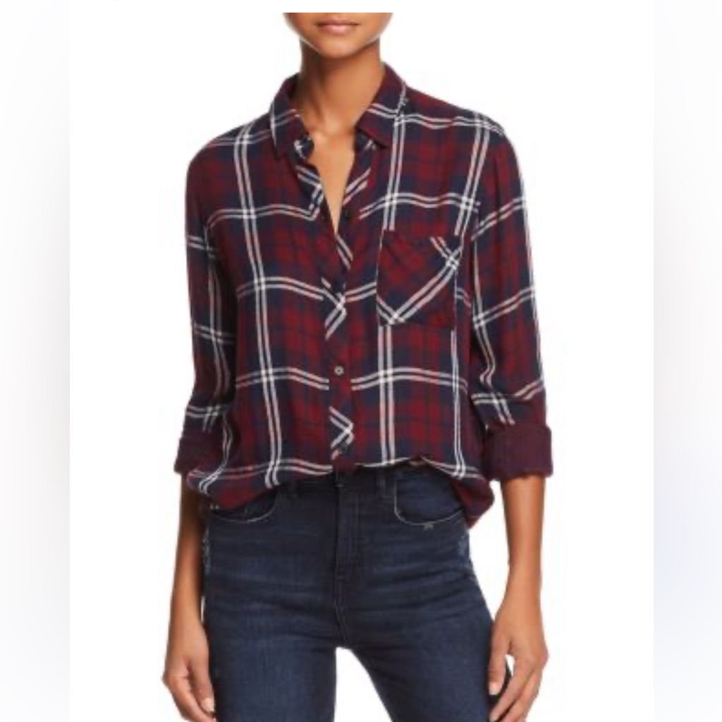 Stunning Rails Gemini Burgundy Metallic Plaid Shirt Sz M Price Firm!